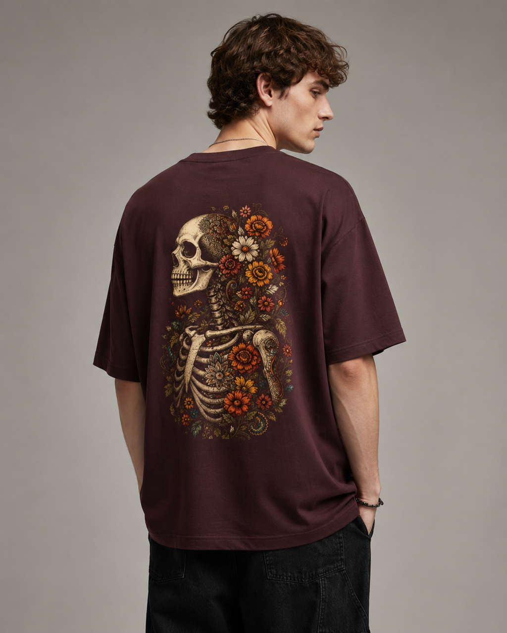 Skull Rose Oversized Classic T-Shirt.