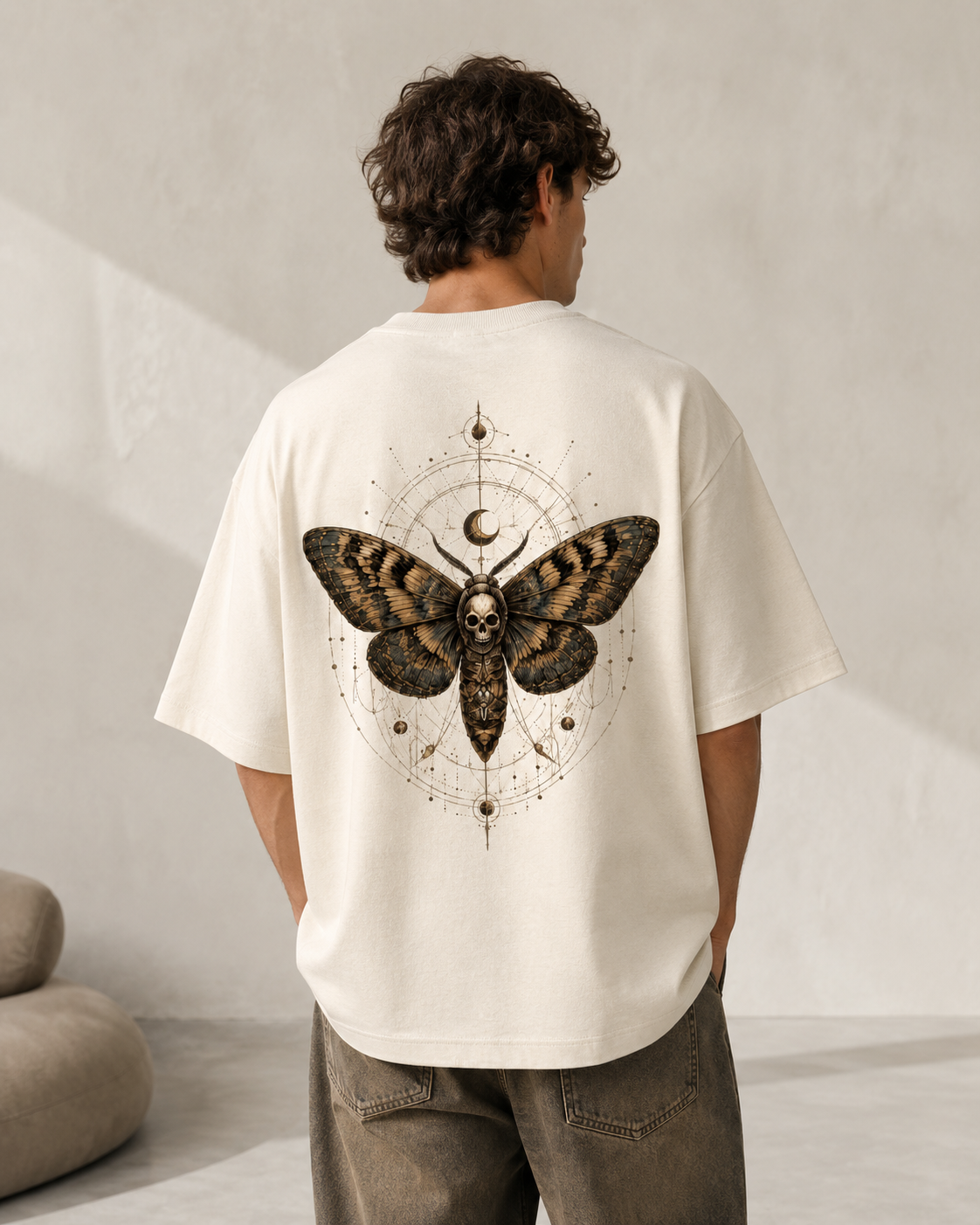 Moth Skull Oversized Tee