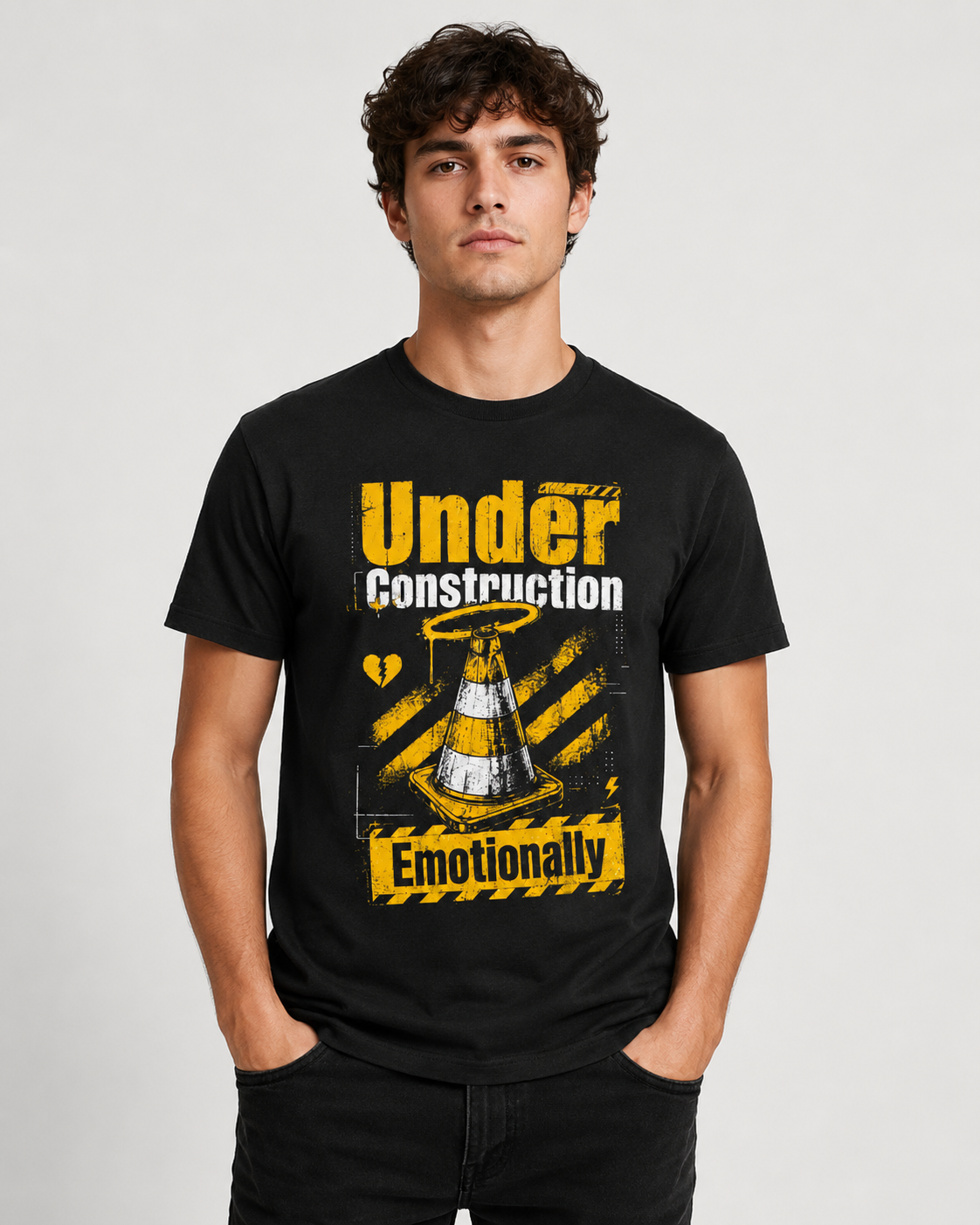 Under Construction Emotionally Crew T-Shirt.